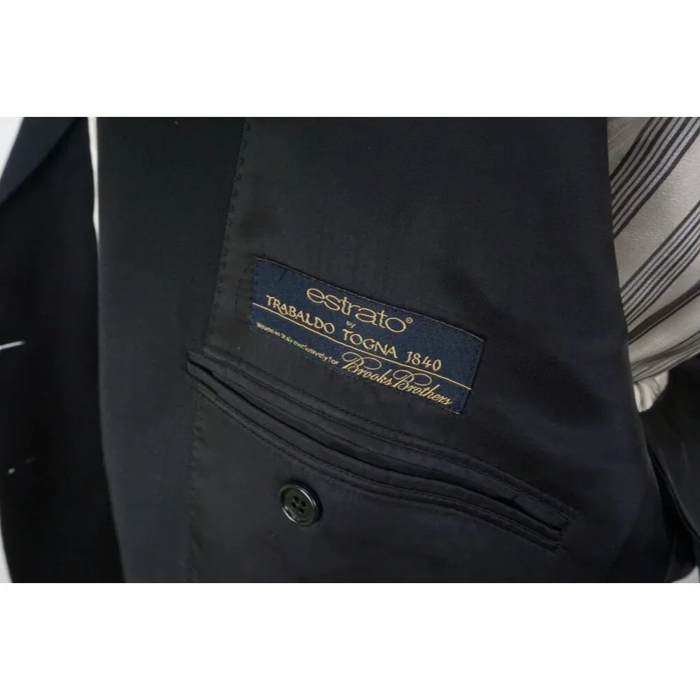 Brooks Brothers Fitzgerald Navy Blue 100% Wool 2 Pc Suit Jacket Pants Sz 45R